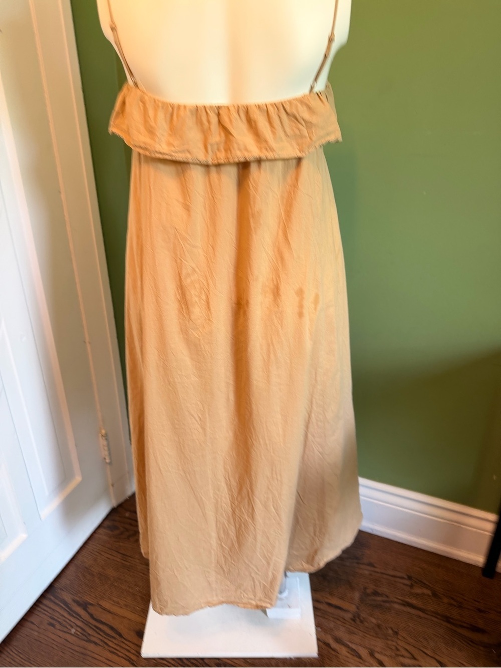 H&M Tan Ruffle-Trim Maxi Dress Small - Picture 7 of 10
